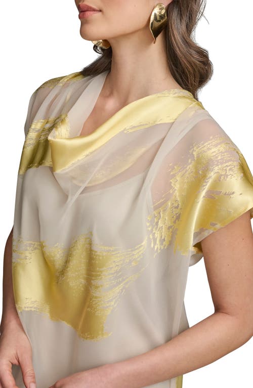 Donna Karan New York Dolman Sleeve Jacquard Top In Grey/yellow