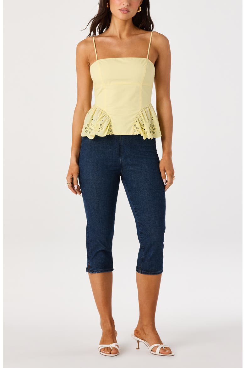 Teale Eyelet Cotton Peplum Top, Alternate, color, YELLOW