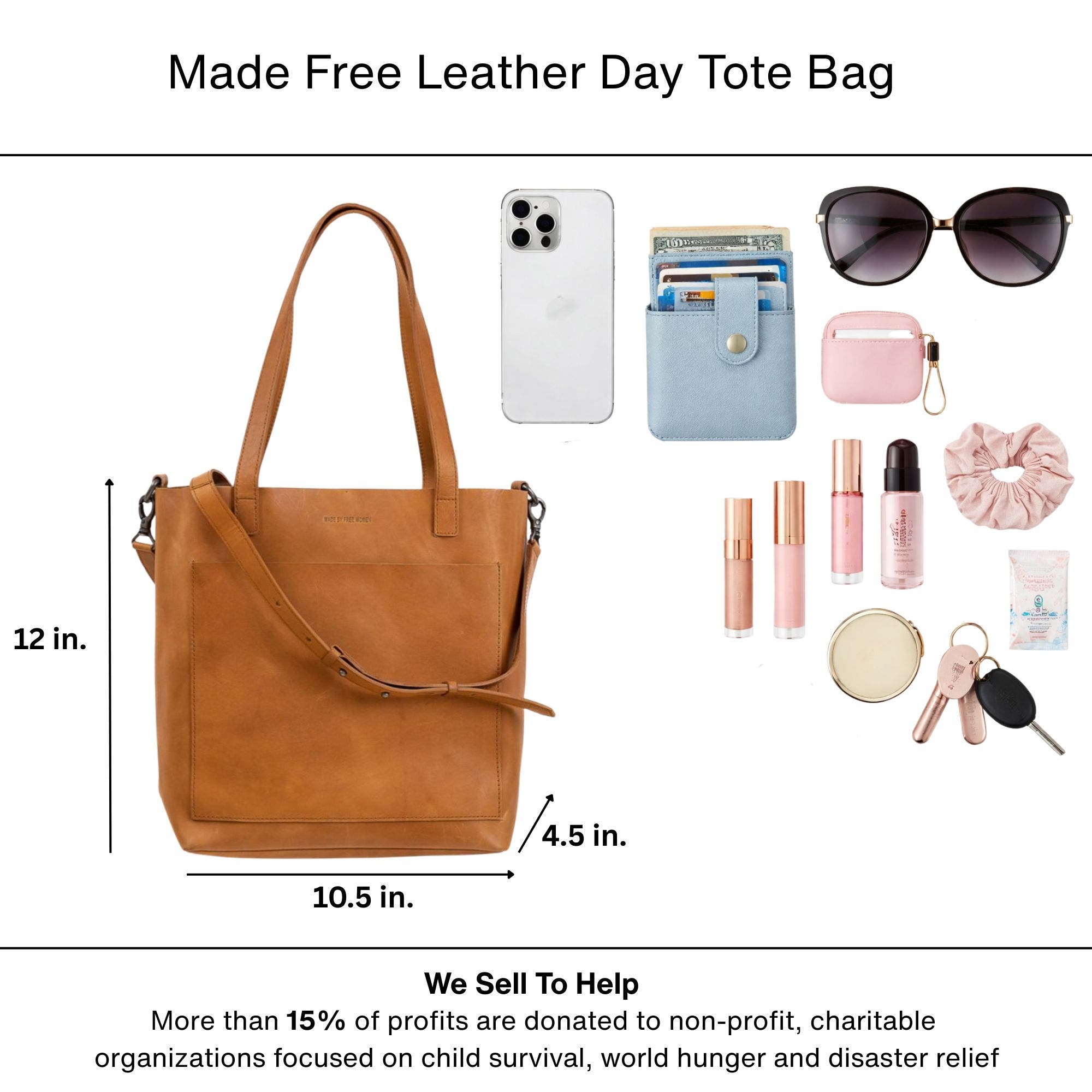 Leather Day Tote Bag, Alternate, color, Camel