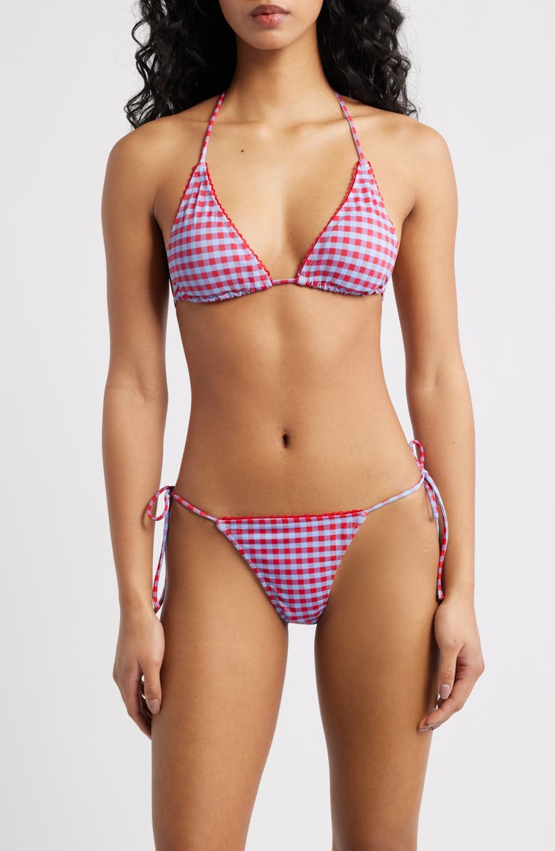 Damson Madder Triangle Bikini Top, Alternate, color, Blue/ Red