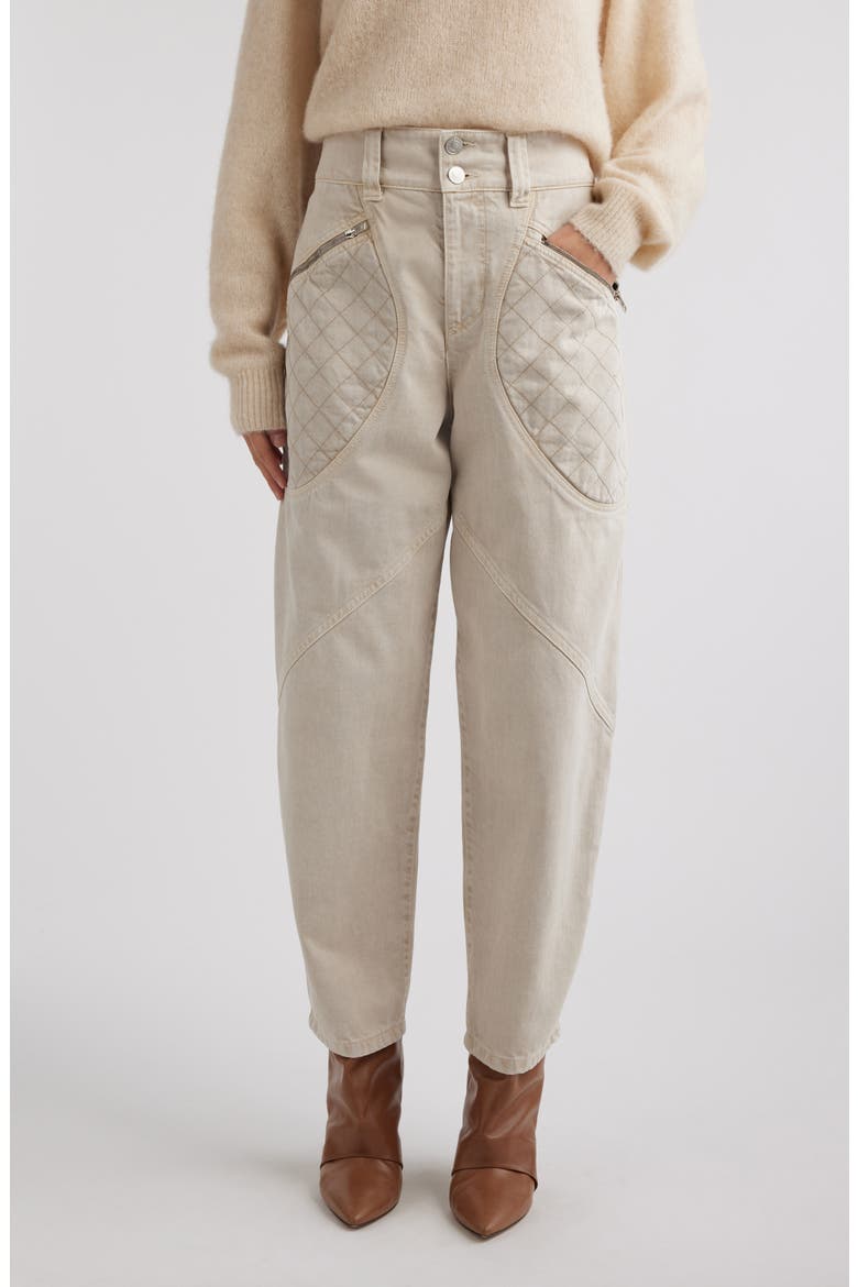 Catarina Zip Pocket Tapered Leg Cotton Twill Pants, Main, color, ECRU