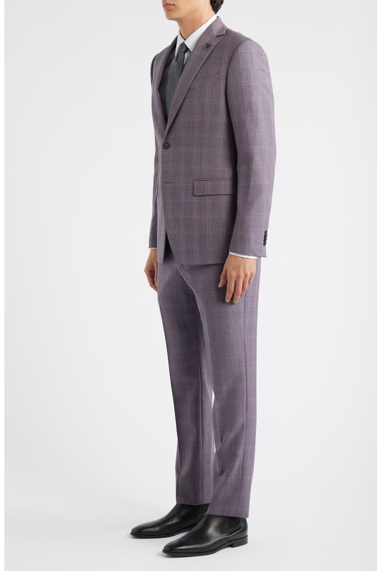 Bleecker Pale Purple Check Wool Blend Suit, Alternate, color, CRANBERRY