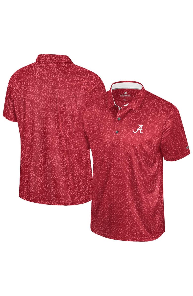 COLOSSEUM Men's Colosseum  Crimson Alabama Crimson Tide Football Print Polo, Alternate, color, Crimson