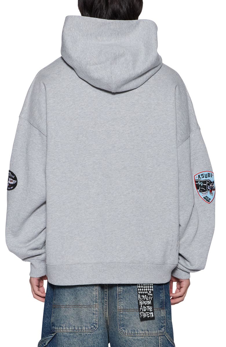 Ksubi Patched Ekcess Hoodie, Alternate, color, Light Grey Marle