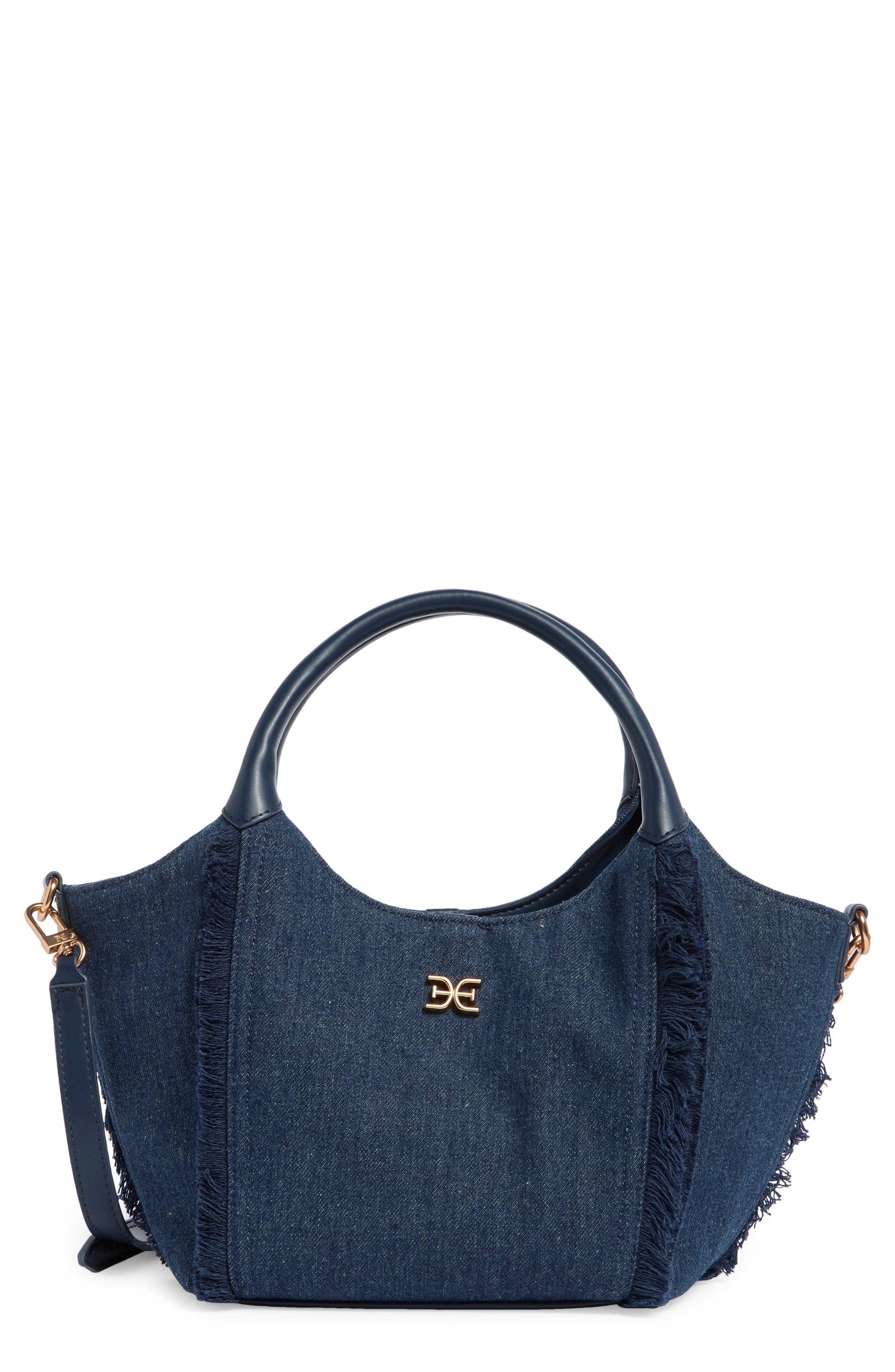 Sam Edelman Mini Sydney Denim Bucket Tote, Main, color, Navy