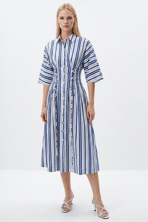Exquise Deryll Tie Detail Regular Midi Dress in Sax at Nordstrom, Size Small