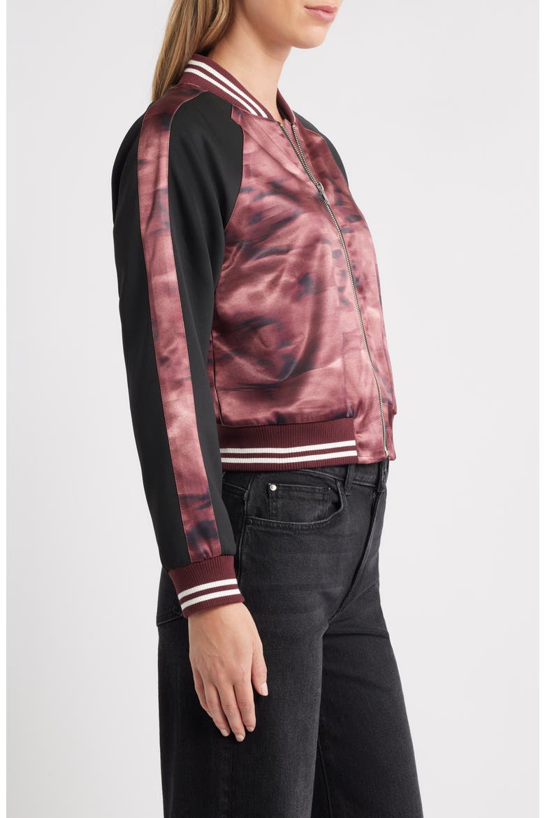 Satin Bomber Jacket, Alternate, color, MERLOT MULTI
