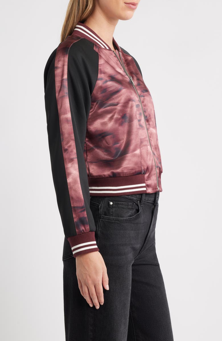 CITY BLUES Satin Bomber Jacket, Alternate, color, Merlot Multi