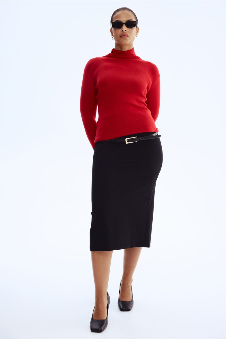 Fine-knit Turtleneck Top, Alternate, color, Red