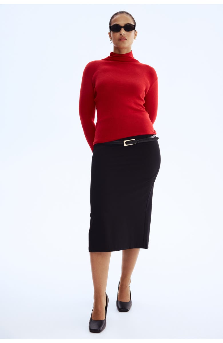 H&M Fine-knit Turtleneck Top, Alternate, color, Red