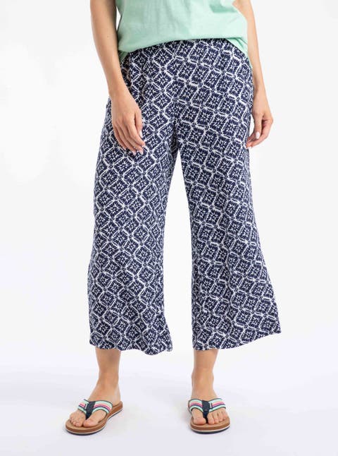 Sarita Printed Wide Leg Cropped Trousers