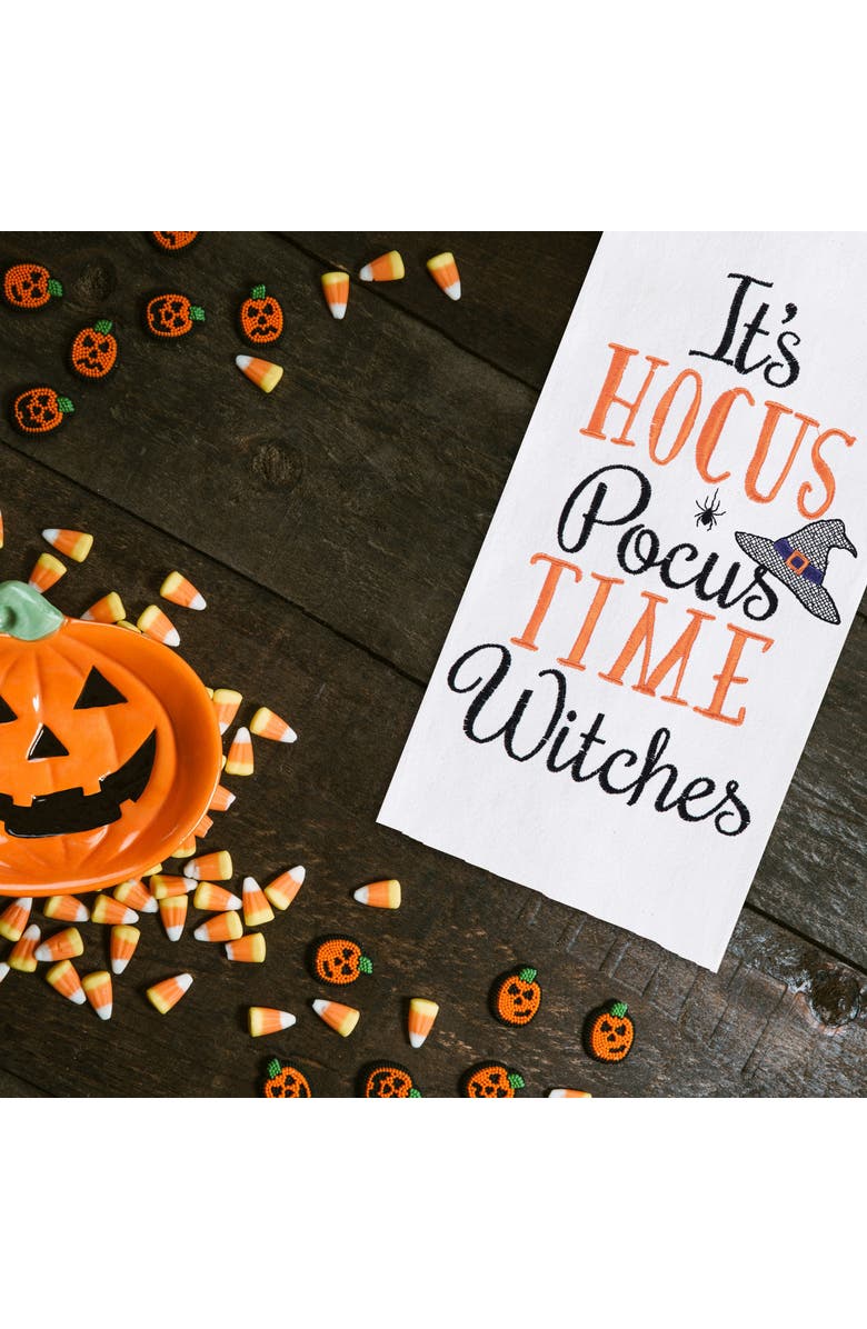 C&F Home Hocus Pocus Time Cotton Embroidered Flour Sack Halloween Kitchen Towel, Alternate, color, White