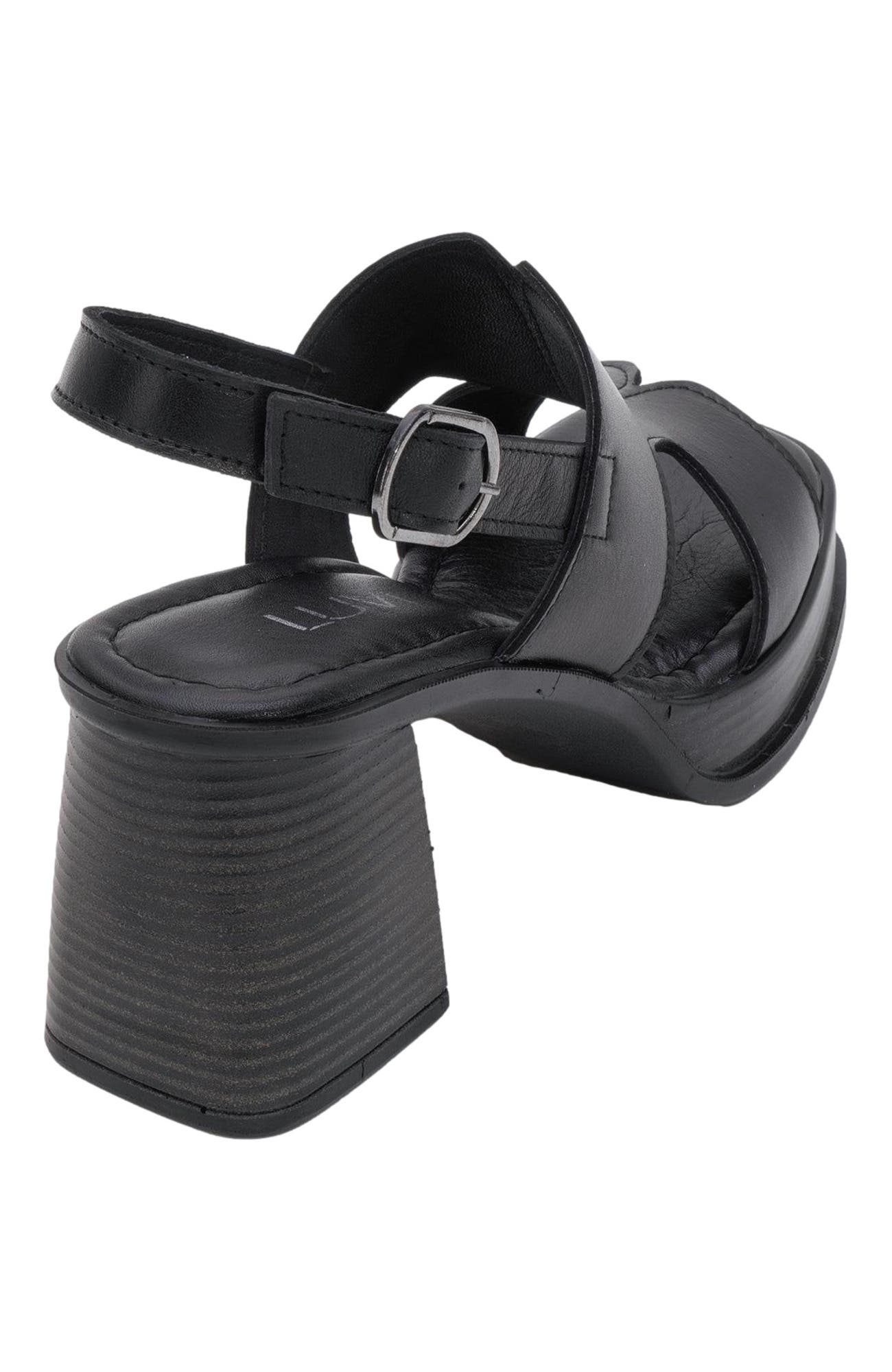 Forever & Always Shoes Zennia Leather Platform Sandal, Alternate, color, Black Leather