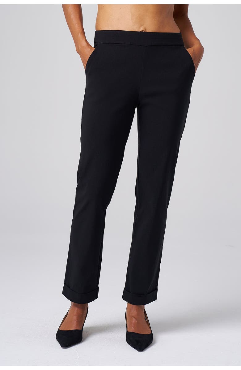 Franne Golde Structured Stretch Cuffed Tapered Pant, Main, color, Black