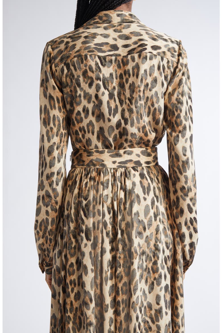 Leopard Print Silk Georgette Button-Up Shirt, Alternate, color, BRLT BRONZE LATTE MULTI