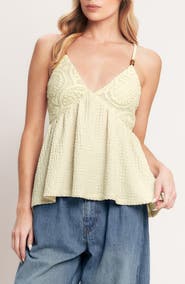 FLYING TOMATO Textured Sleeveless Peplum Top