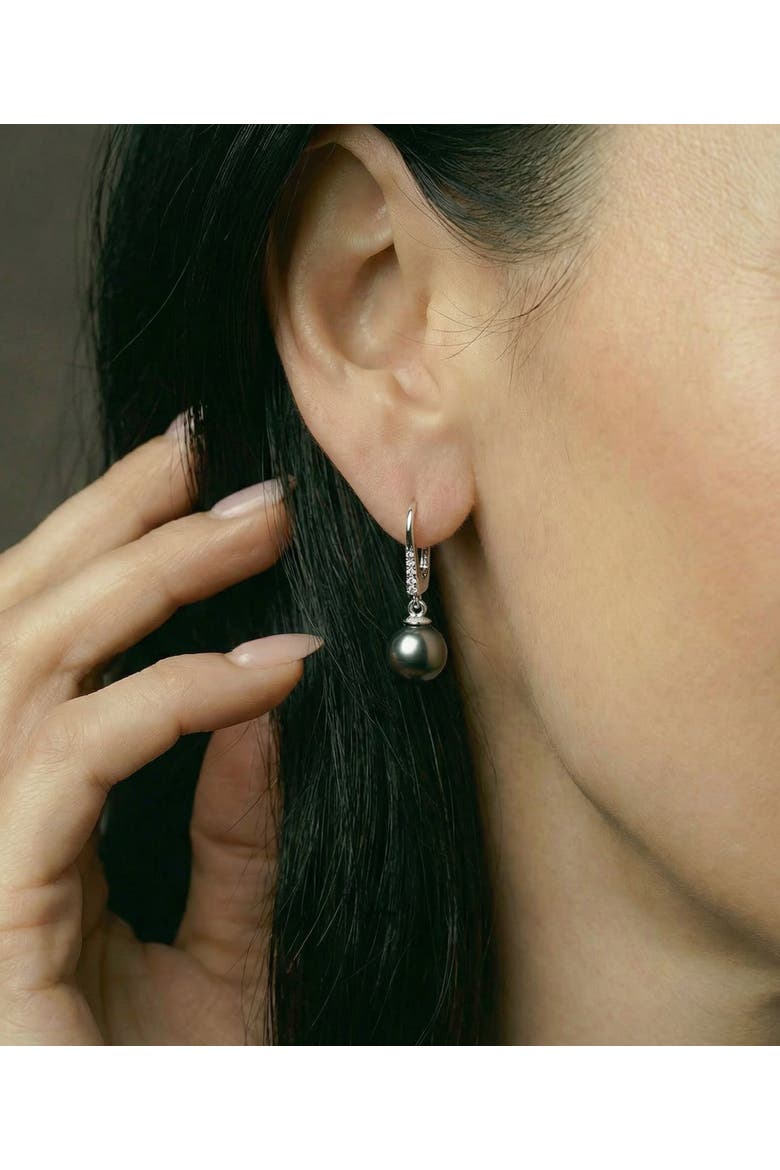 Tahitian South Sea Pearl & Diamond Susan Earrings, Alternate, color, White Gold