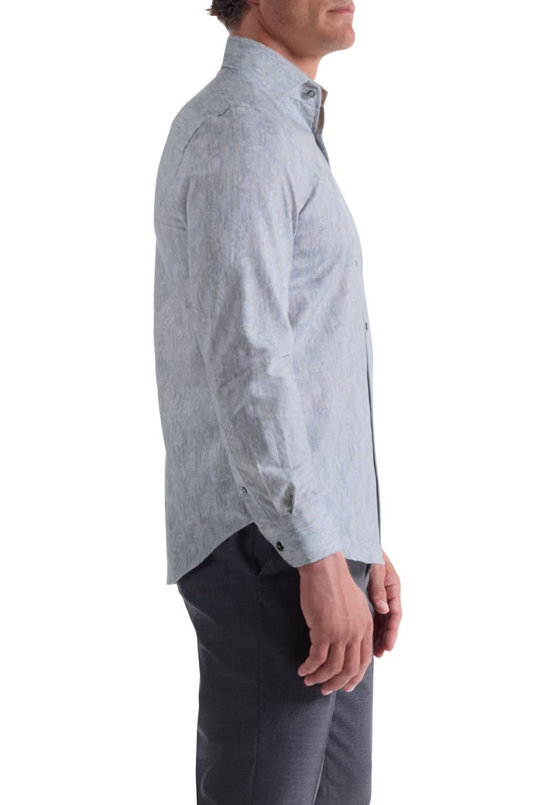 Alvin Trim Fit Shadow Paisley Cotton Button-Up Shirt, Alternate, color, STEEL