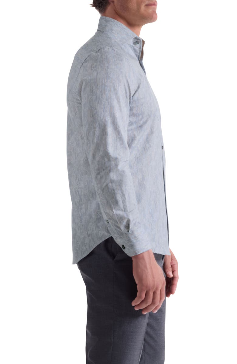 Bugatchi Alvin Trim Fit Shadow Paisley Cotton Button-Up Shirt, Alternate, color, Steel