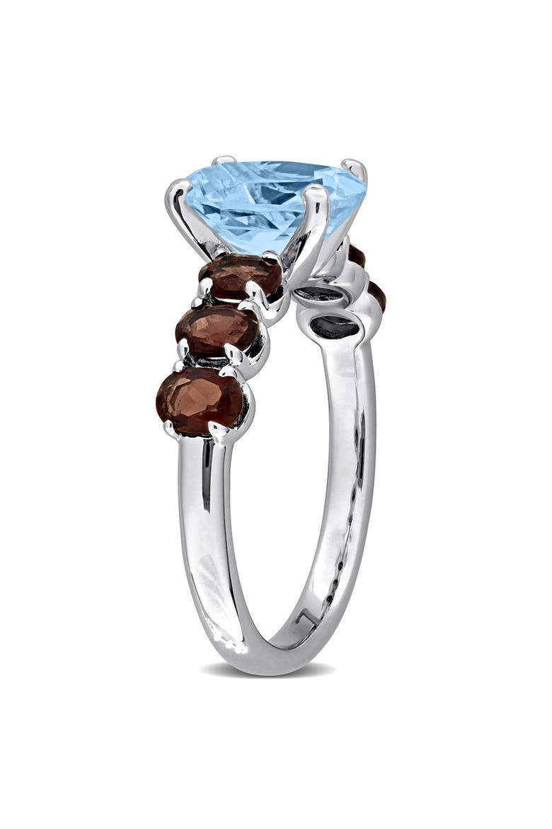 Gemstone Oval Ring Sterling Silver, Alternate, color, Blue Topaz/Smokey Quartz