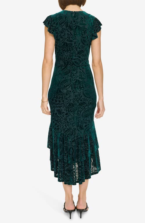 Tommy Hilfiger Flutter Sleeve Empire Dress In Green