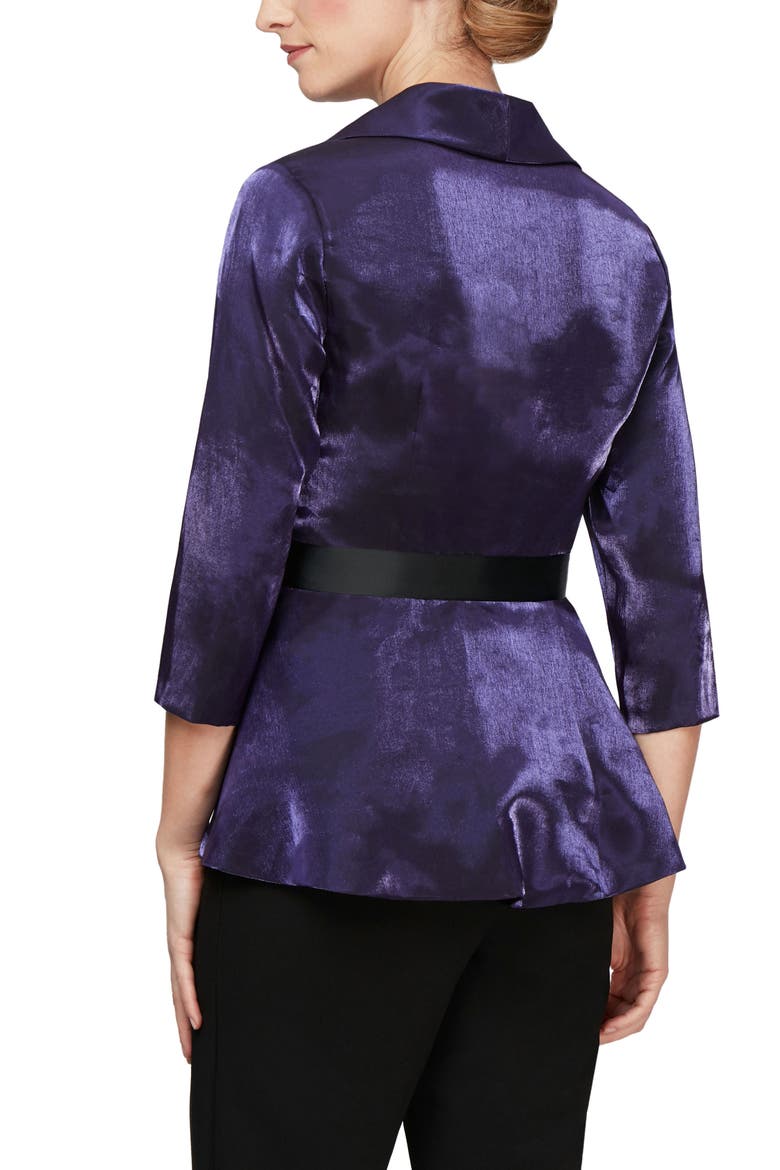 Three Quarter Sleeve Velvet Blouse, Alternate, color, PURPLE