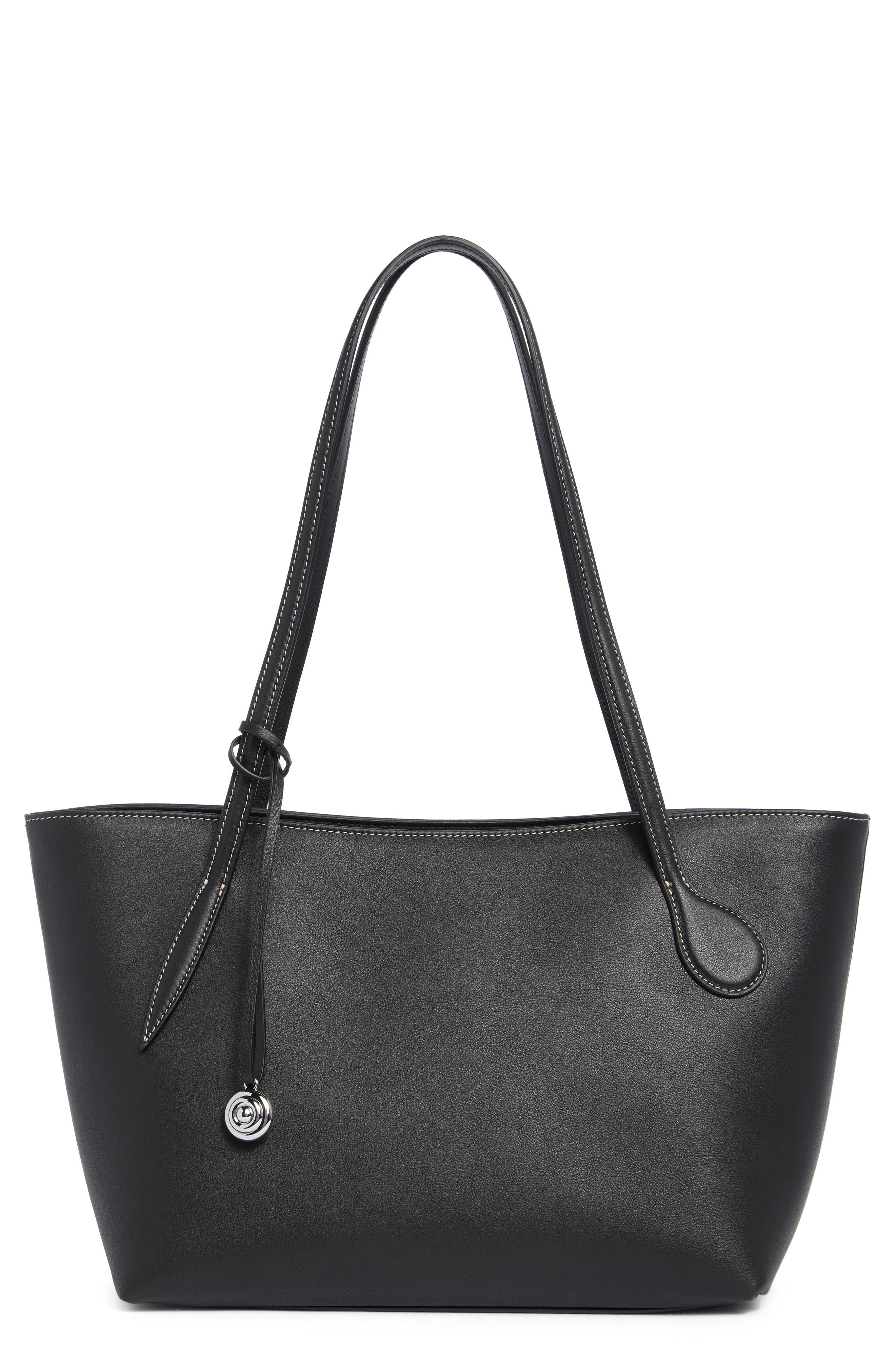 LIFFNER Sprout Midi Calfskin Tote, Main, color, Black