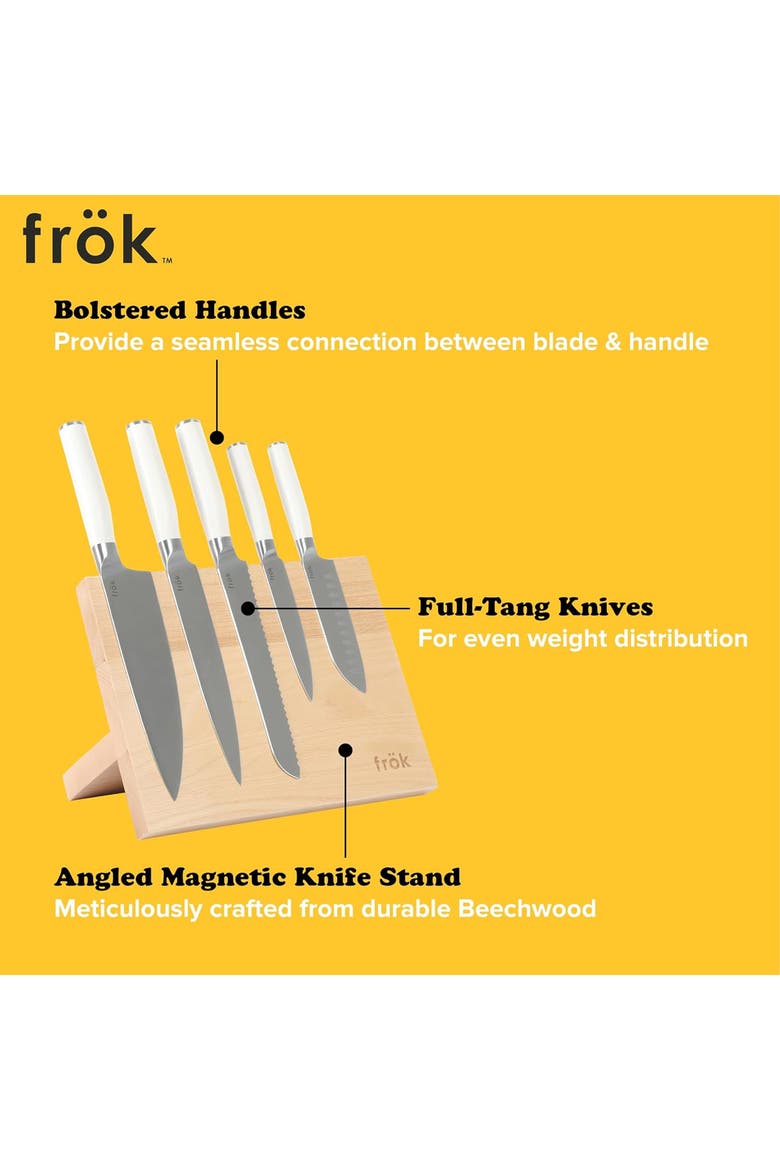 6 Piece Cutlery Set with Magnetic Wood Stand, Alternate, color, White