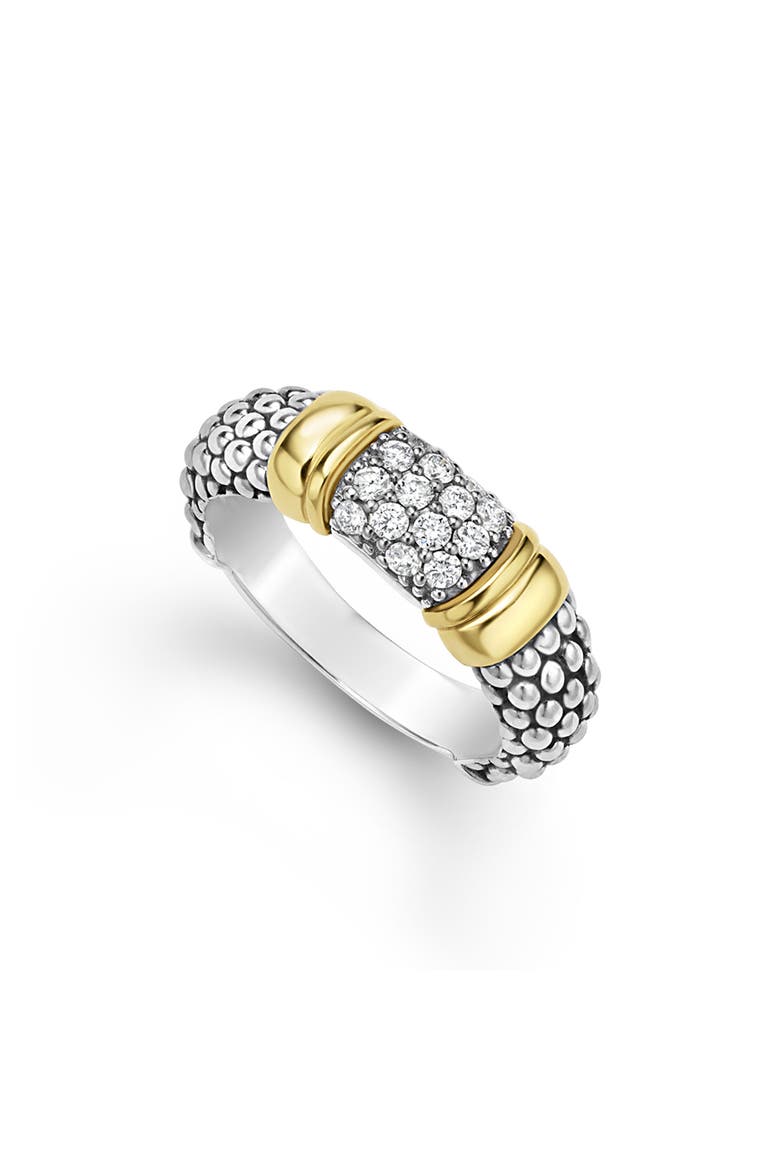 Signature Caviar Pavé Diamond Ring, 9mm, Alternate, color, TWO-TONE