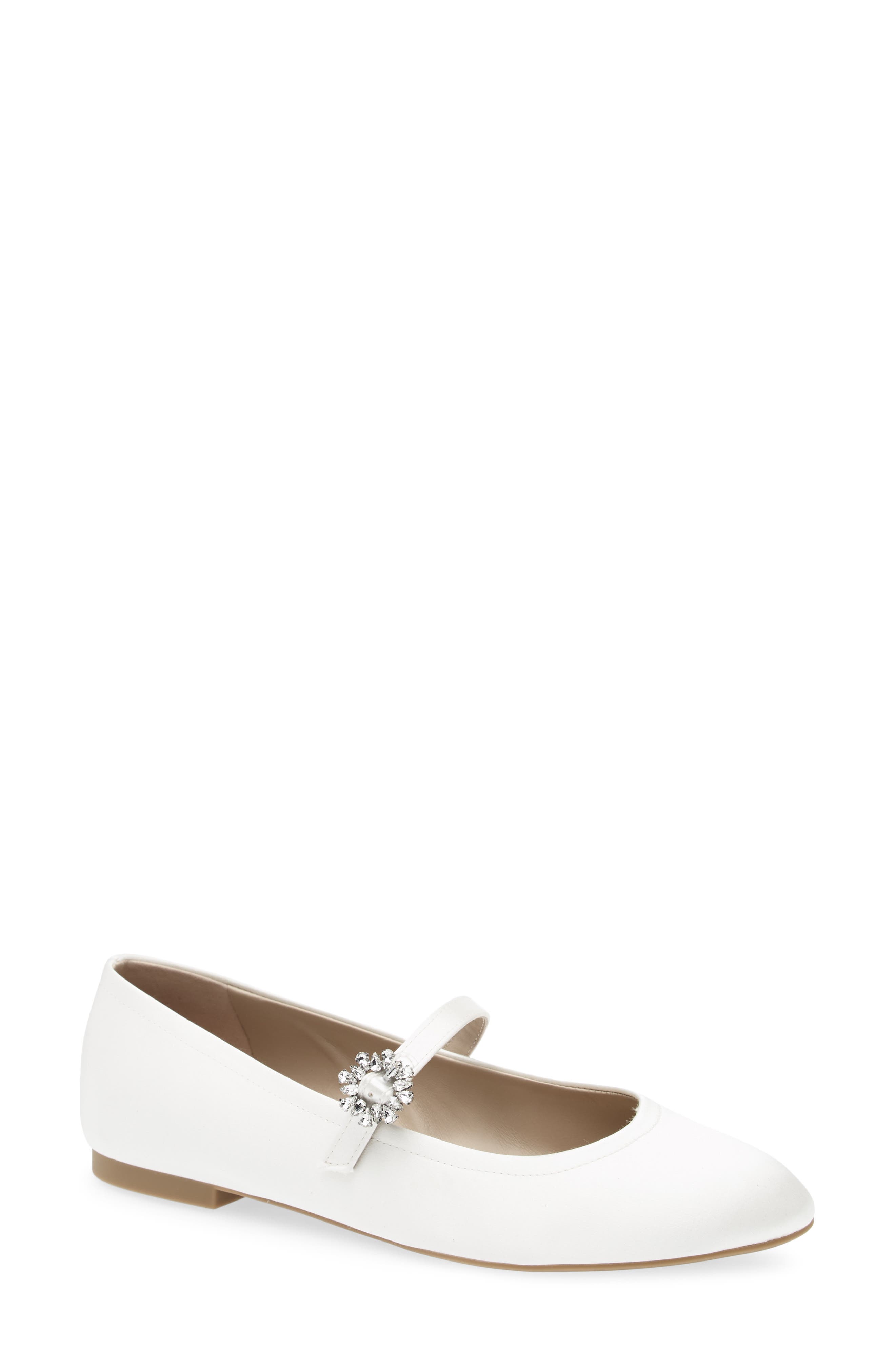 Stuart Weitzman Aura Mary Jane Flat, Main, color, White.