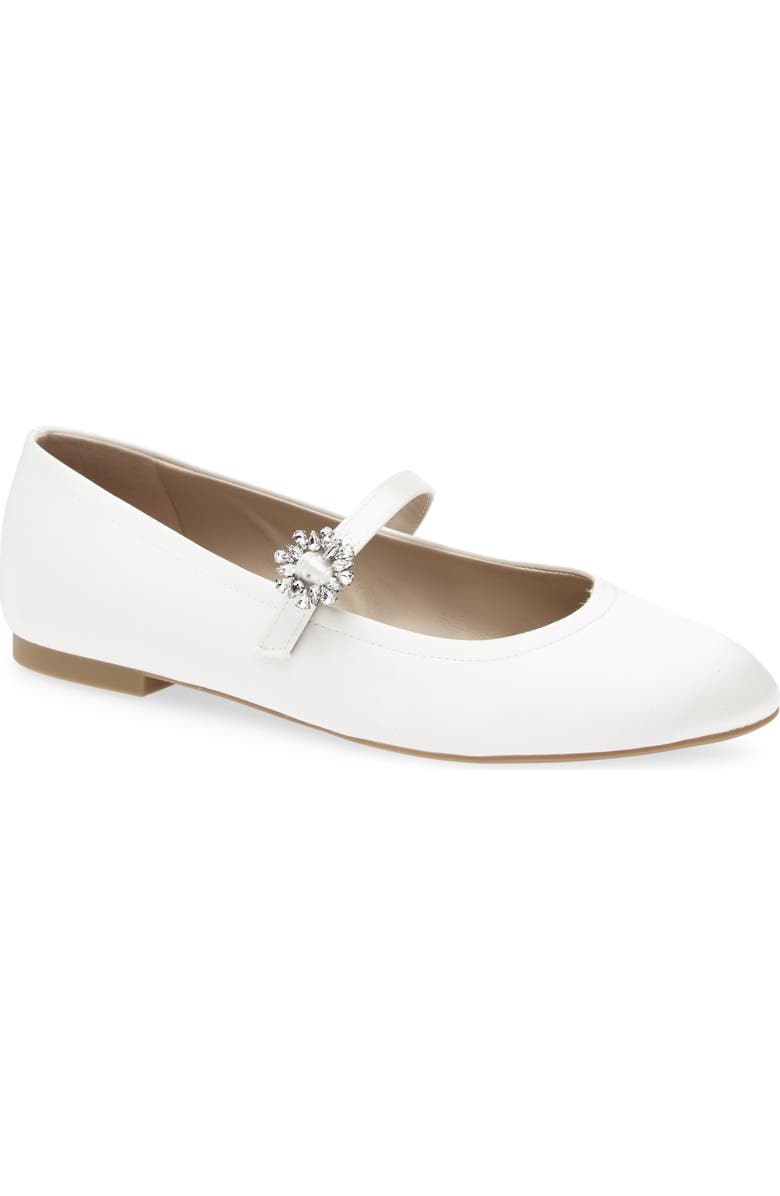 Stuart Weitzman Aura Mary Jane Flat, Main, color, White.