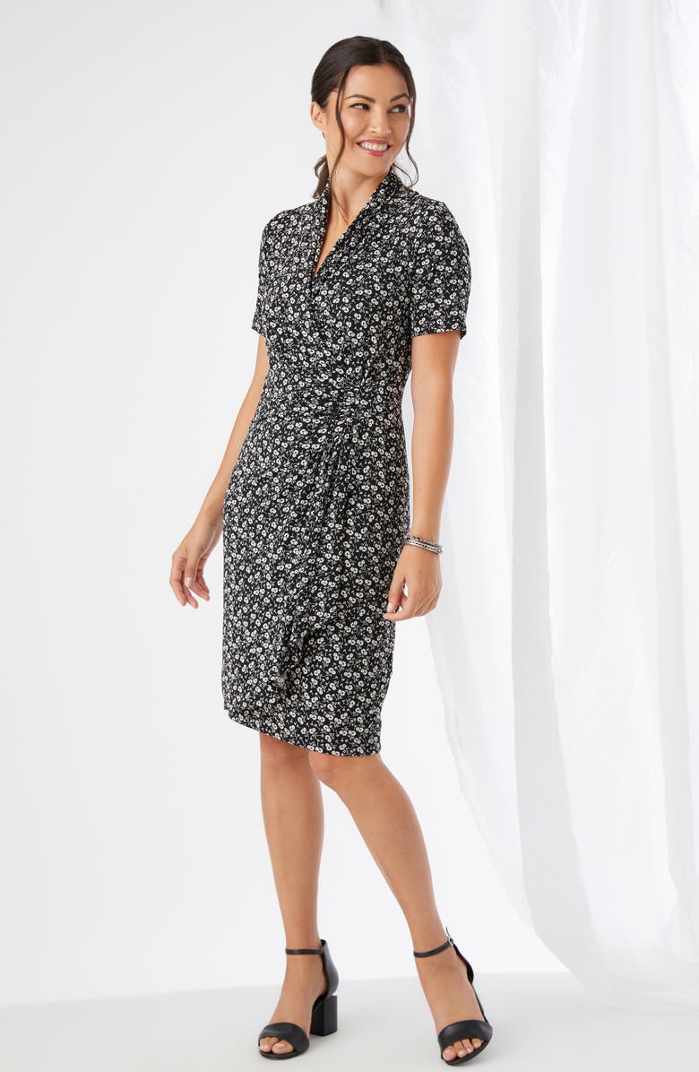 Karen Kane Cascade Floral Print Faux Wrap Dress, Alternate, color,