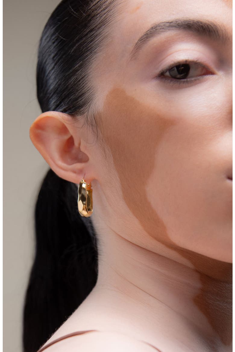 Sanu Soft Hammered Midi Hoop Earrings in Gold, Alternate, color, Gold