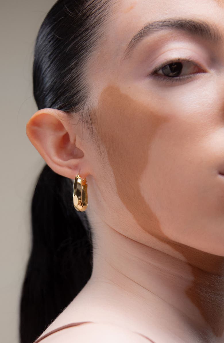 YOJ Sanu Soft Hammered Midi Hoop Earrings in Gold, Alternate, color, Gold