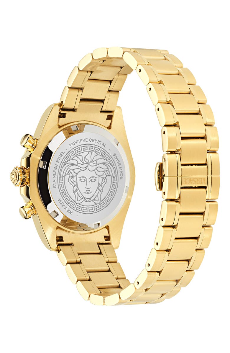 Versace Chrono X Chronograph Bracelet Watch, 44mm, Alternate, color, Ip Yellow Gold