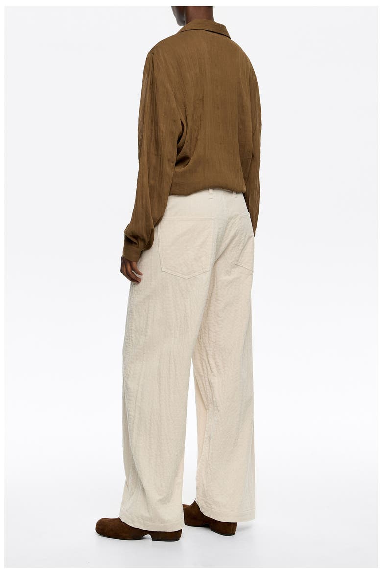 Lead Corduroy Barrel Leg Trousers, Alternate, color, IVORY