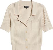 Tahari ASL Pointelle Stitch Short Sleeve Cardigan