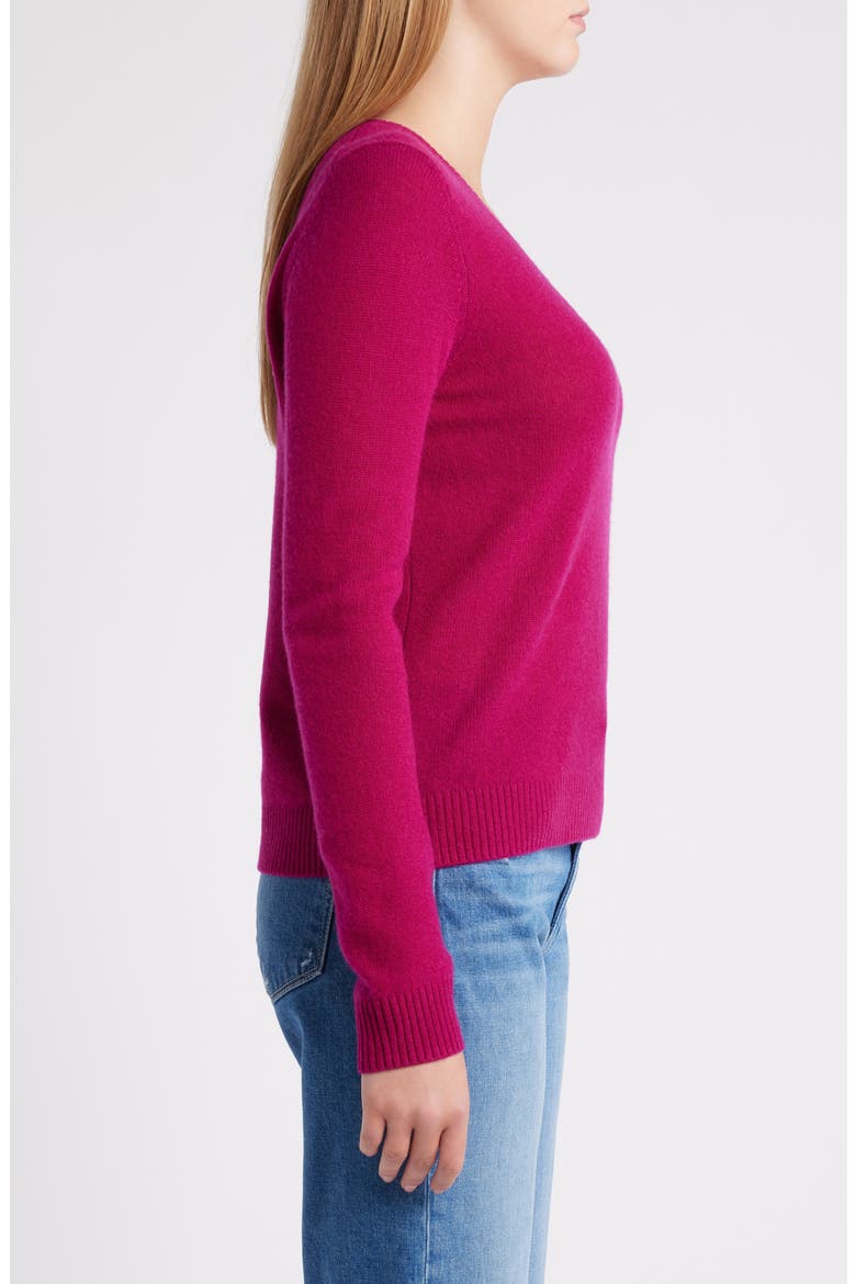 Cashmere V-Neck Sweater, Alternate, color, PINK PLUMIER