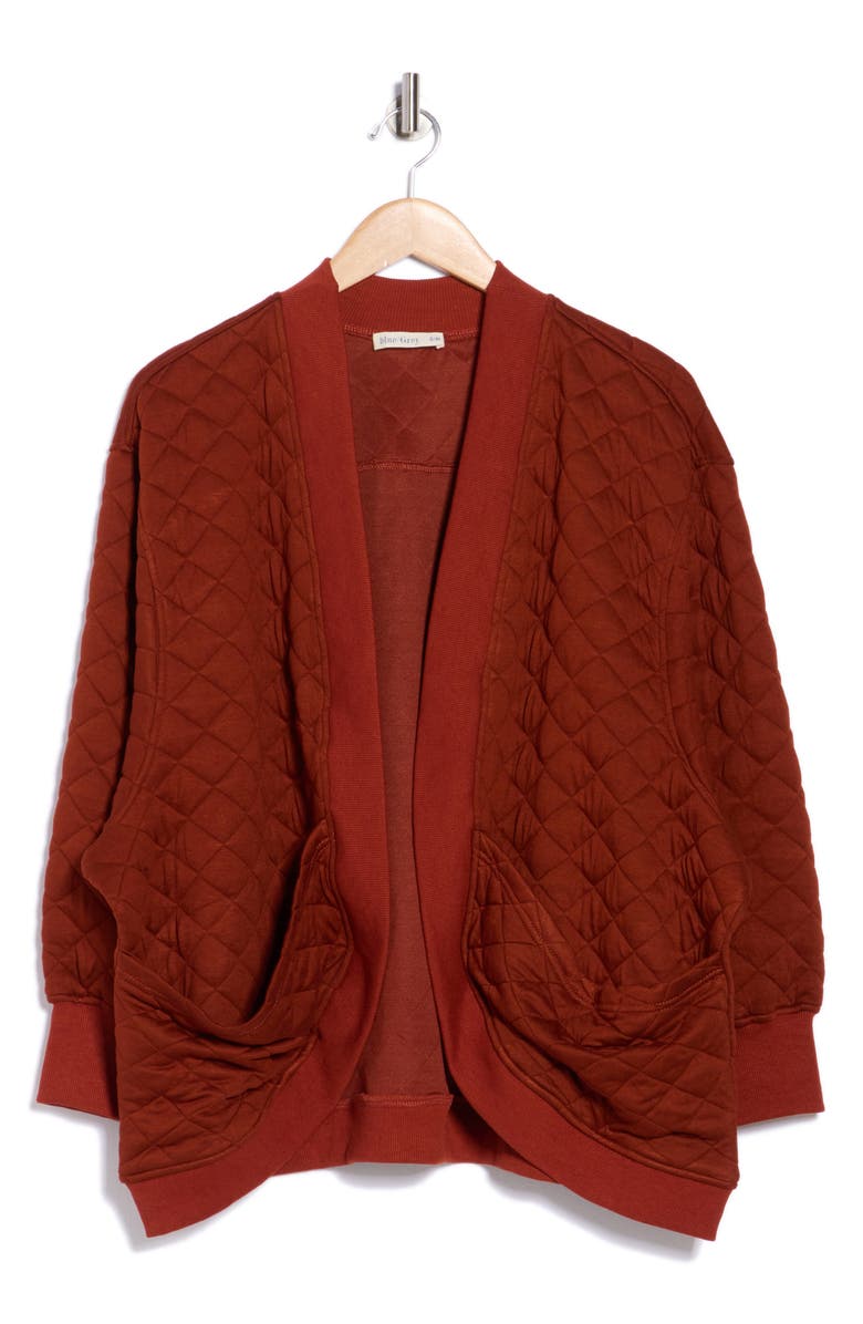 BLUEGREY Quilted Cotton Blend Cardigan Sweatshirt, Alternate, color, Terracotta