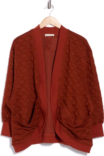 Quilted Cotton Blend Cardigan Sweatshirt