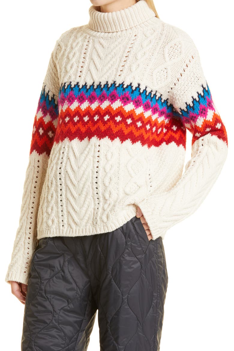 Willow Fair Isle Wool Turtleneck Sweater, Alternate, color, CREAM MULTI