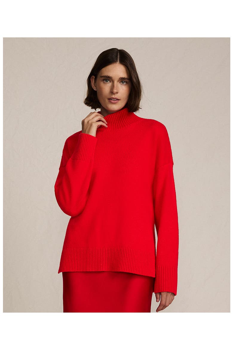 Dweller Split Hem Turtleneck Sweater, Alternate, color, Compass Red