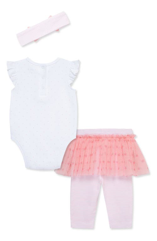 Shop Little Me Strawberry Bodysuit, Skirted Leggings & Headband Set In Pink