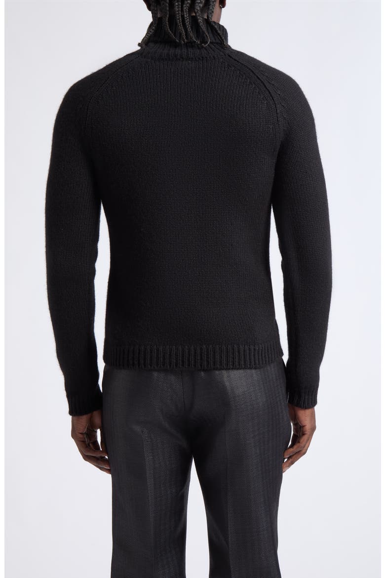 Wool, Cashmere & Mohair Roll Neck Sweater, Alternate, color, BLACK