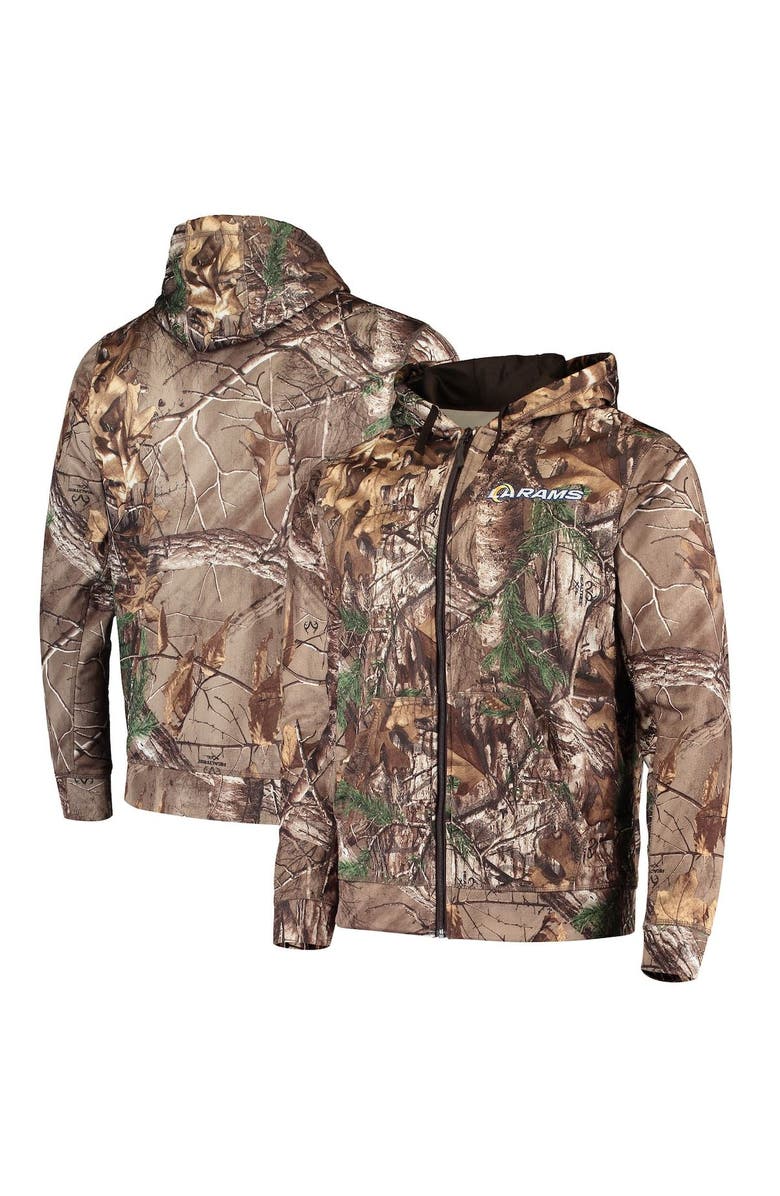 DUNBROOKE Men's Dunbrooke Realtree Camo Los Angeles Rams Trophy Tech Fleece Full-Zip Hoodie, Main, color,