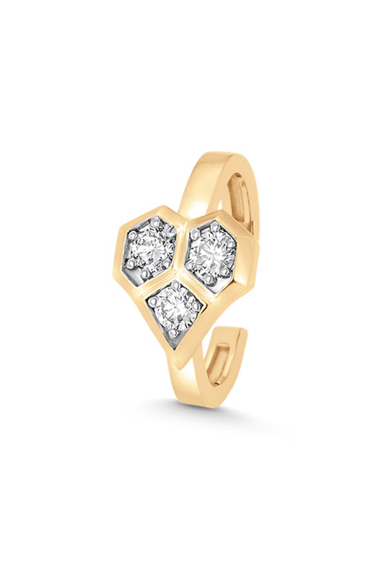 Honeycomb Heart Single Ear Cuff, Main, color, YELLOW GOLD/ DIAMOND