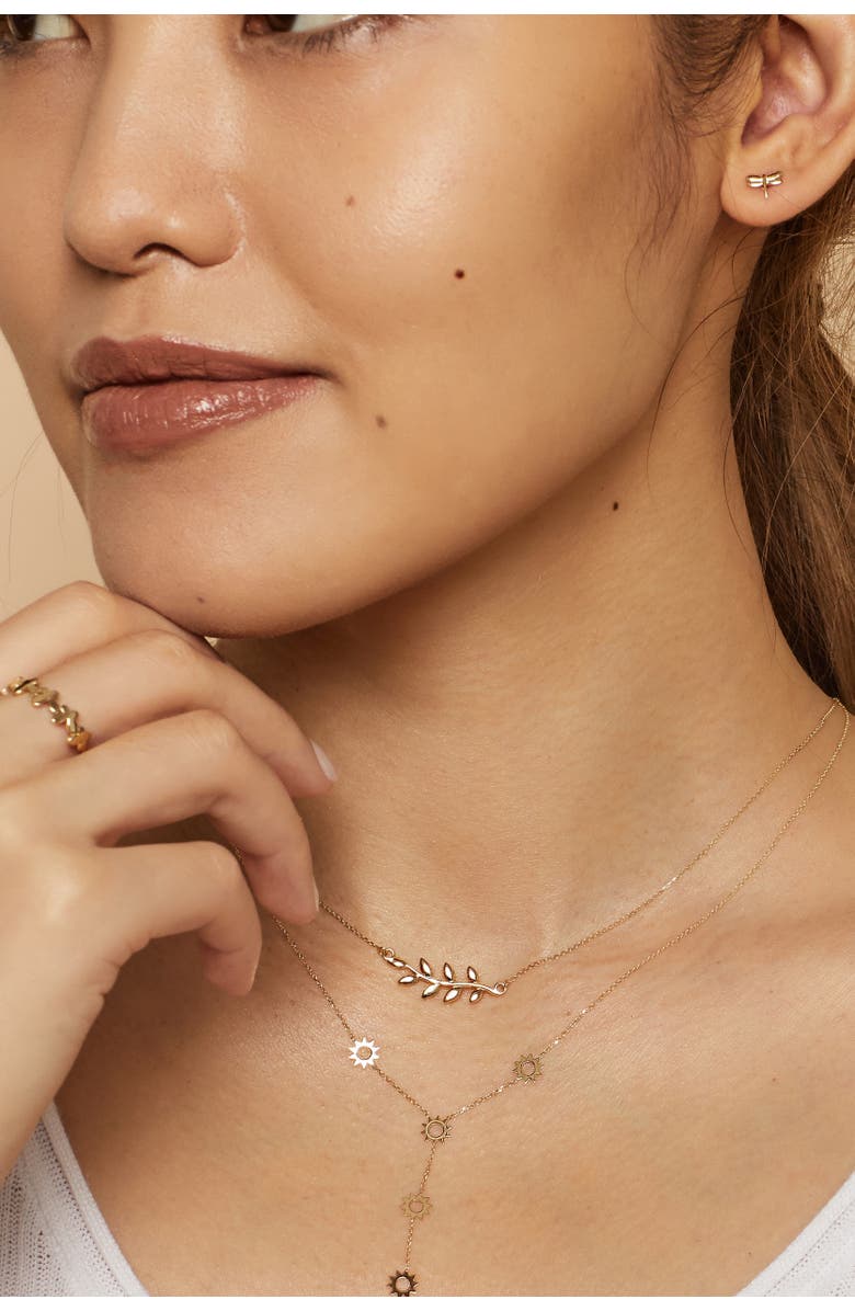 Oradina 14K Yellow Gold Peace and Love Necklace, Alternate, color, Yellow Gold