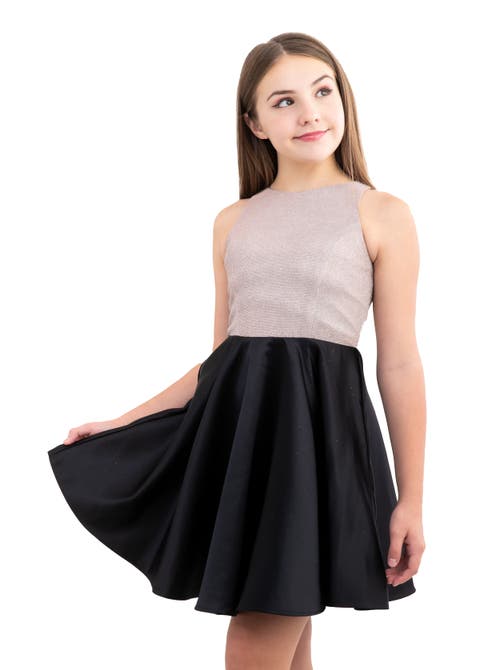 Glitter and Satin Racerback Dress in Longer Length (Big Kid)