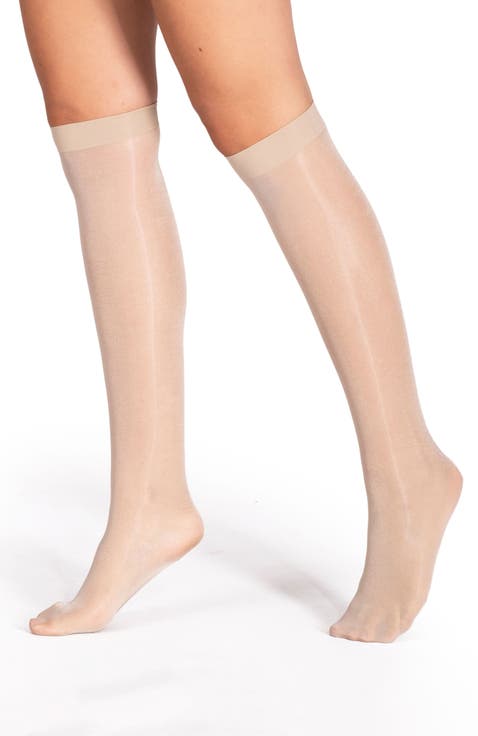 2-Pack Lustrous Silky Sheer Knee-High Socks