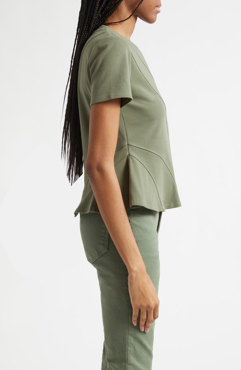 Veronica Beard Syverin Stretch Cotton Peplum T-Shirt, Alternate, color, Stone Army